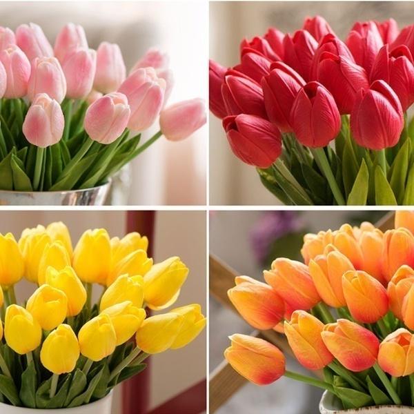 2/4/6Pcs Real Touch Tulip Artificial Flower for Home Decoration Fake Tulips Bouquet Wedding Garden Decoration