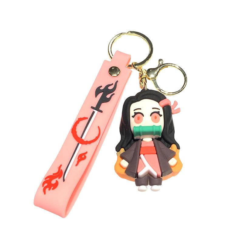 Cartoon Anime Ghost Annihilation Blade Key Chain Creative Silicone Charcoal Jiro Car Pendant Couple Bag Keychain
