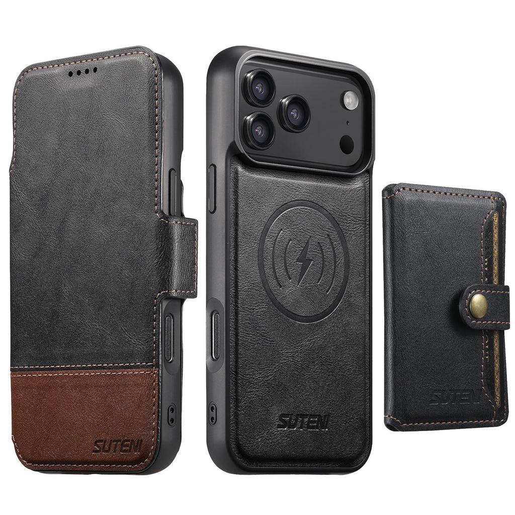iPhone 17 Pro Max Leather Flip Case: Card Slot, Magnetic, Wireless Charging Stand
