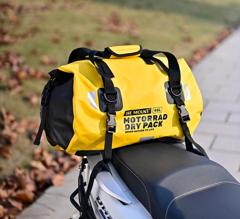 ISE MOUNT Waterproof Motorcycle Rear Seat Bag - Large Capacity, Convertible Backpack/Shoulder Bag for Outdoor Travel and Cycling.