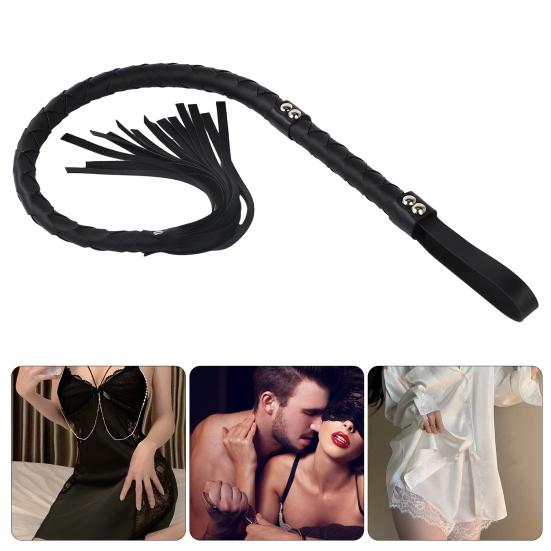 BDSM Long Whip with Fringe SM Discipline Toy for Sensation Play Roleplay Ergonomic Handle Discreet Adult Sex Tool for Couples' Exploration