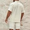 Set Estivo da Uomo in Cotone e Lino, Camicia a Maniche Corte Larga e Pantaloncini