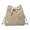 Woven Strap Small Bag Women's 2025 New Casual Versatile Retro Bucket Bag Beach Straw Shoulder Messenger Bag
