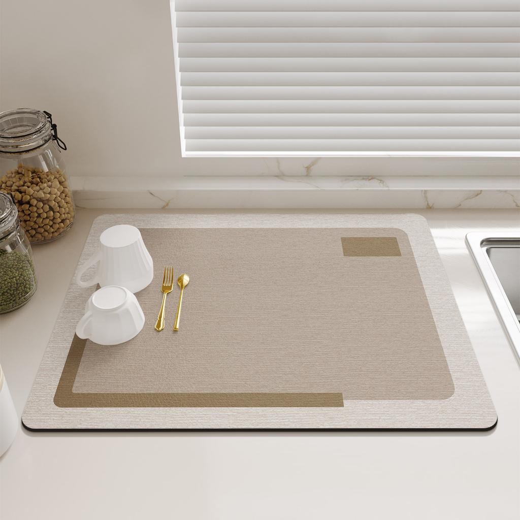 Kitchen Dish Drying Mat Antiskid Coffee Drain Pad Waterproof Tableware Heat Resistant Counter Top Mat Faucet Draining Placemat