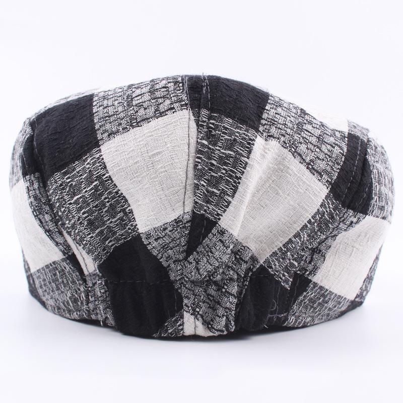 Men'S Autumn Thin Plaid Coarse Cloth Beret Outdoor Sunscreen Sun Hat Women'S Trend Forward Hat
