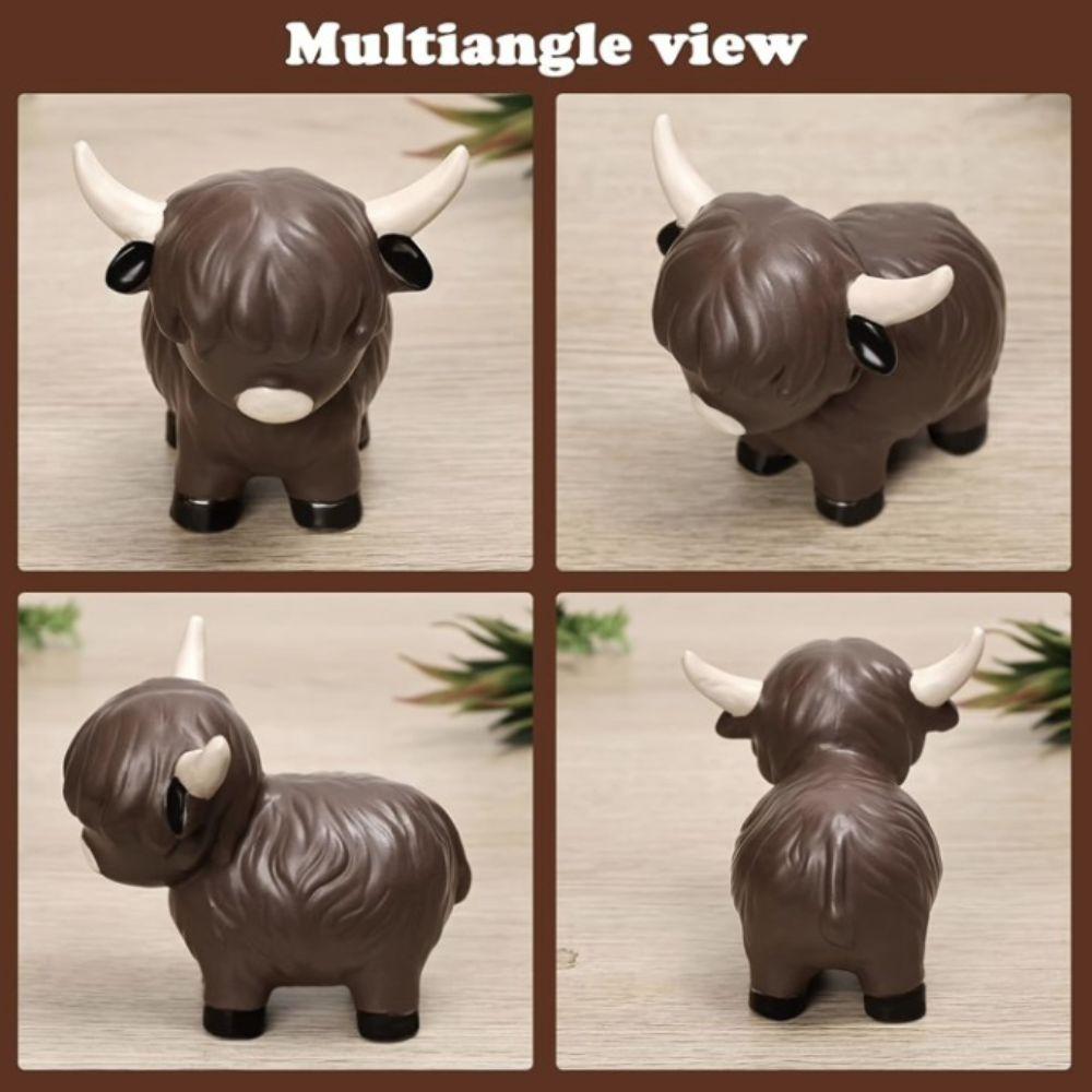 1 Piece of Highland Cow Statue Ornaments, Resin Craft Decoration, Scottish Highland Cow Art, Desk Office Accessories