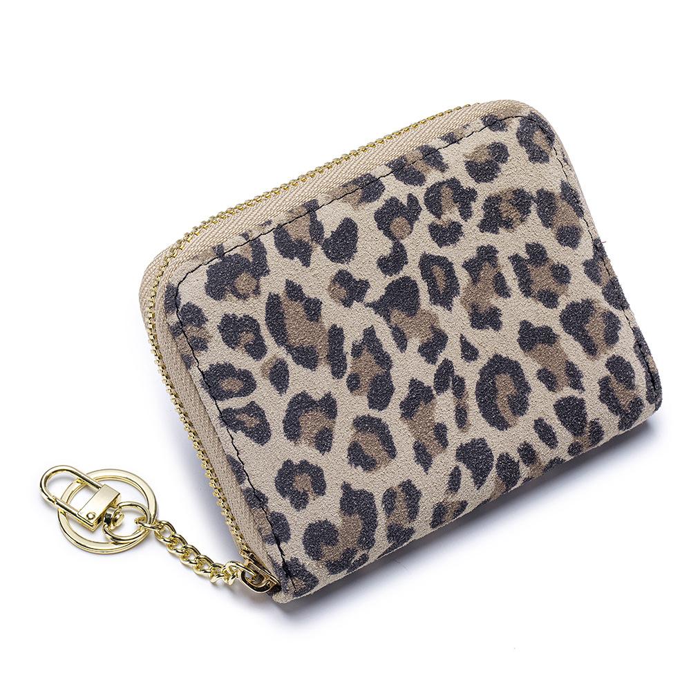 New Leopard Print Short Change Bag Hanging Bag, Women's Multi-functional Coin Storage Bag, RFID Zipper Card Bag.