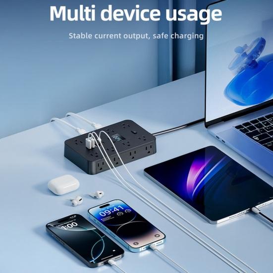 Powerful High Current Socket with Charger Multi-Slot Design 16 AC 3 USB 2 Type-C Fast Charging Socket Charger Combo