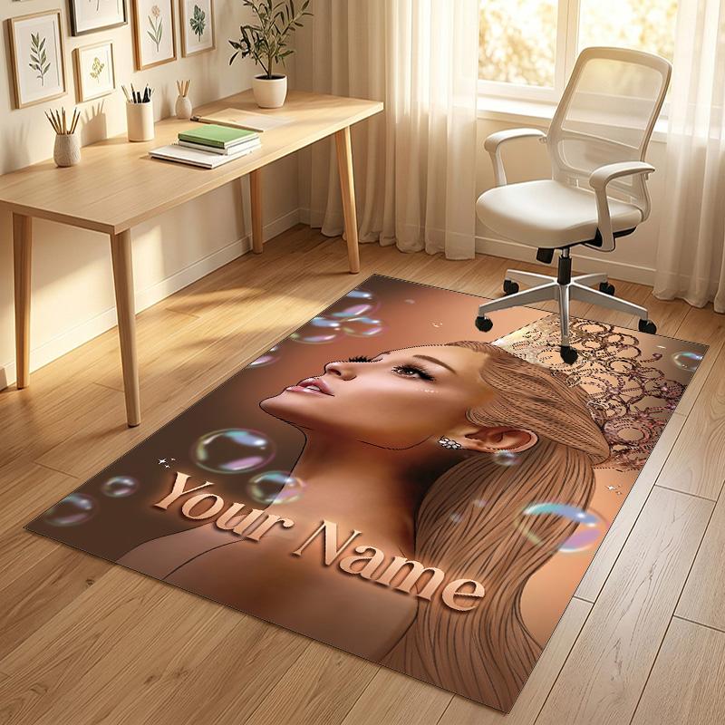 Personalized Crystal Velvet Carpet,Ariana Grande Custom Printed Name, Plush Area Rug For Home Indoor Decor