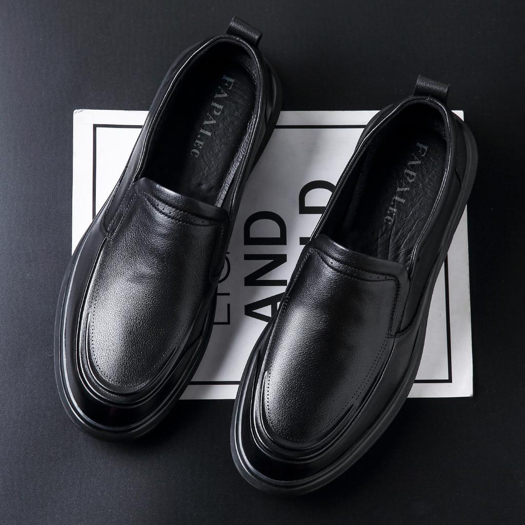 2025 new leather shoes men's casual British style loafers genuine leather business dress leather shoes men's one-pedal non-slip