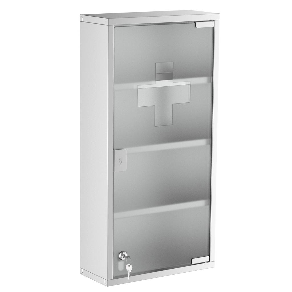 Armadietto Portapillole da Parete a 4 Ripiani in Acciaio Inossidabile con Porta in Vetro Serrabile Scaffali portaoggetti Articoli per la Casa Arredamento Bagno 60A x 30L x 12P(centimetro) con 2 Chiavi
