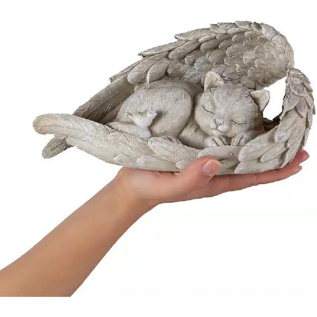 Cat Angel Memorial Statue Commemorates Our Lost Fur Baby,Cat Figurines is Placed in The Outdoor Garden or Tombstone,cat Statue Resin