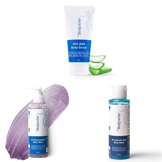 

Молочный скраб Be Bodywise, гель для душа с ниацинамидом, салициловый гель для душа