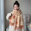 Women Autumn Winter Knitted Scarf Headscarf Lady Men Retro Plaid Print Tassel Scarve Foulard Wrap Shawl Casual Fashion Korean