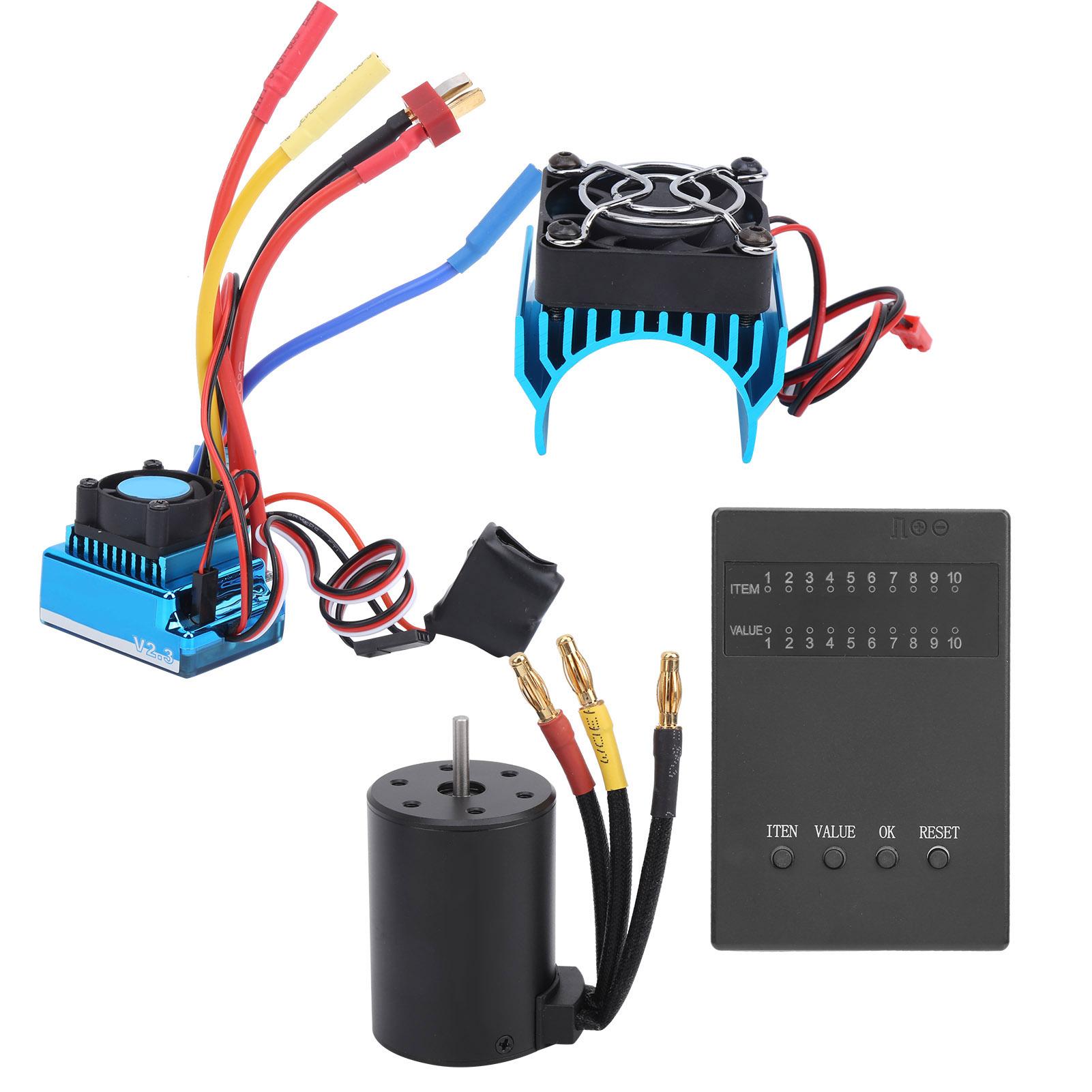 

3650 Motor 2300KV+ 45A Brushless ESC Program Card Heat Sink Set for 110 RC Car