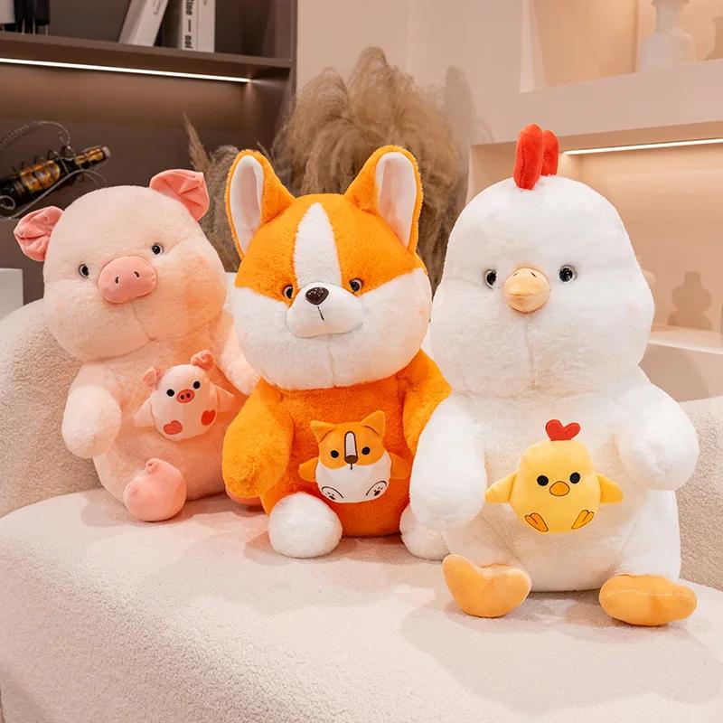 25/35/45cm Soft Animals Cartoon Dog Pig Chicken Pillows Cushion Lovely Stuffed Animal Plush Toy Birthyday Gift