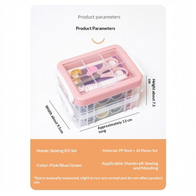 30Pcs Craft Spools Diy Sewing Tool Kit Portable Three Layer Large Capacity Home Needlework Sewing Box