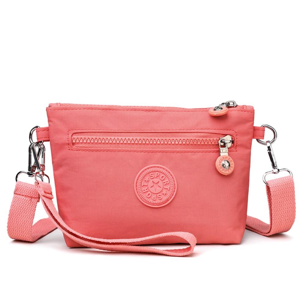 

Korean Style Zipper Crossbody Bag Nylon Small Phone Bag Casual Canvas Shoulder Bag Women розовый