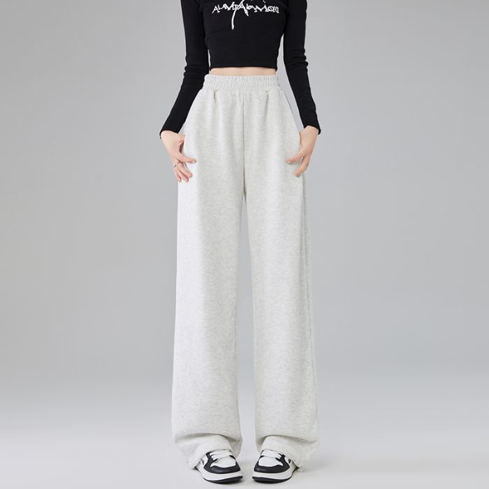 High-waisted Casual Sports Pants Spring and Autumnal New Style Girls' Sleeves Straight Narrow Version Floor Pants Small Design Trousers