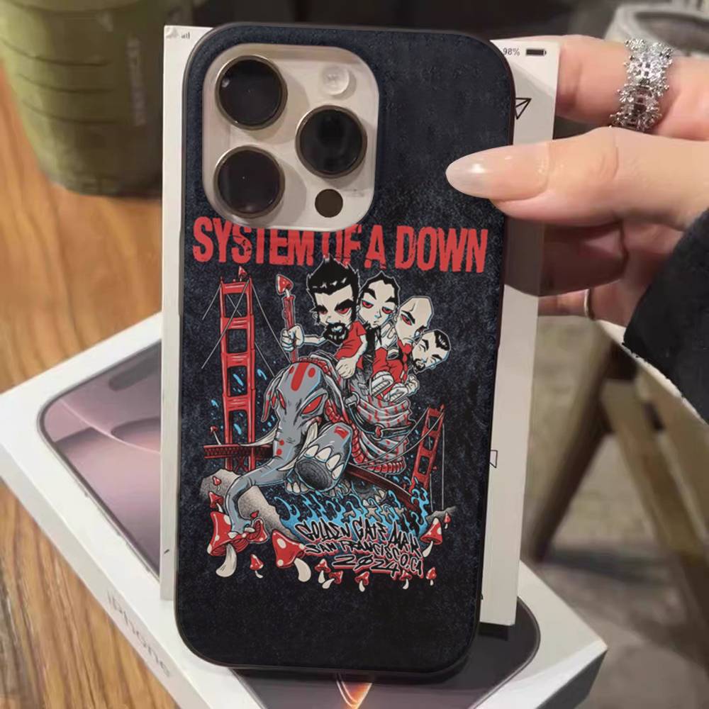 Metal Band System Of A Down Phone Case For IPhone 17 16 15 14 13 12 11 Corrugated Frosted Soft Cover Anti-Slip