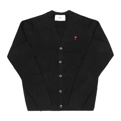 Ami Small Heart Logo V Neck Men S Cardigan Hkc361 001 009
