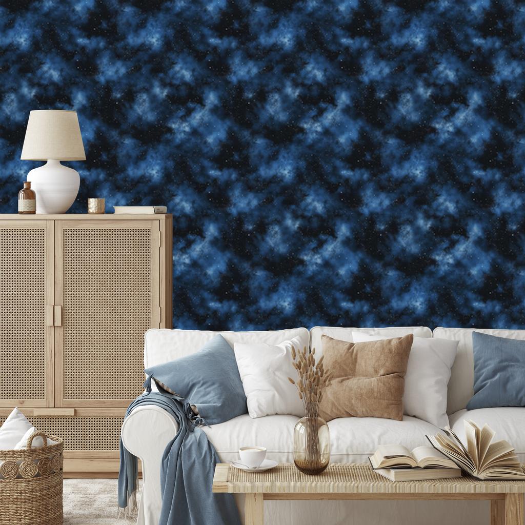 Watercolor Galaxy Navy Blue Wallpaper for Living Room and Bedroom 50x1000