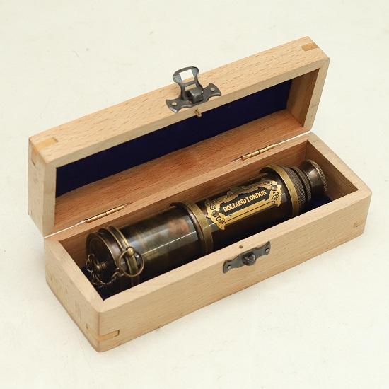 Brass Spyglass Telescope: Dollond London 1920 Style, Leather Case