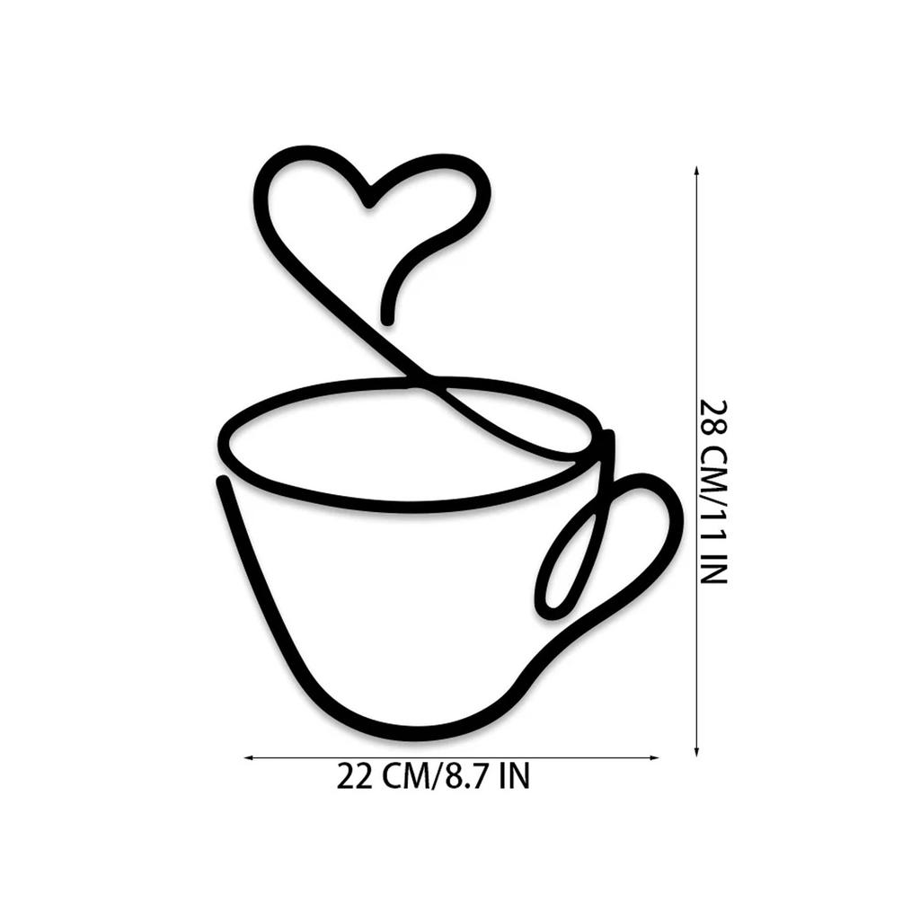 3 Pieces Set Metal Coffee Cup Wall Decor Minimalist Metal Wall Art Decor Add A Touch of Charm to Kitchen Home Wall Decorations