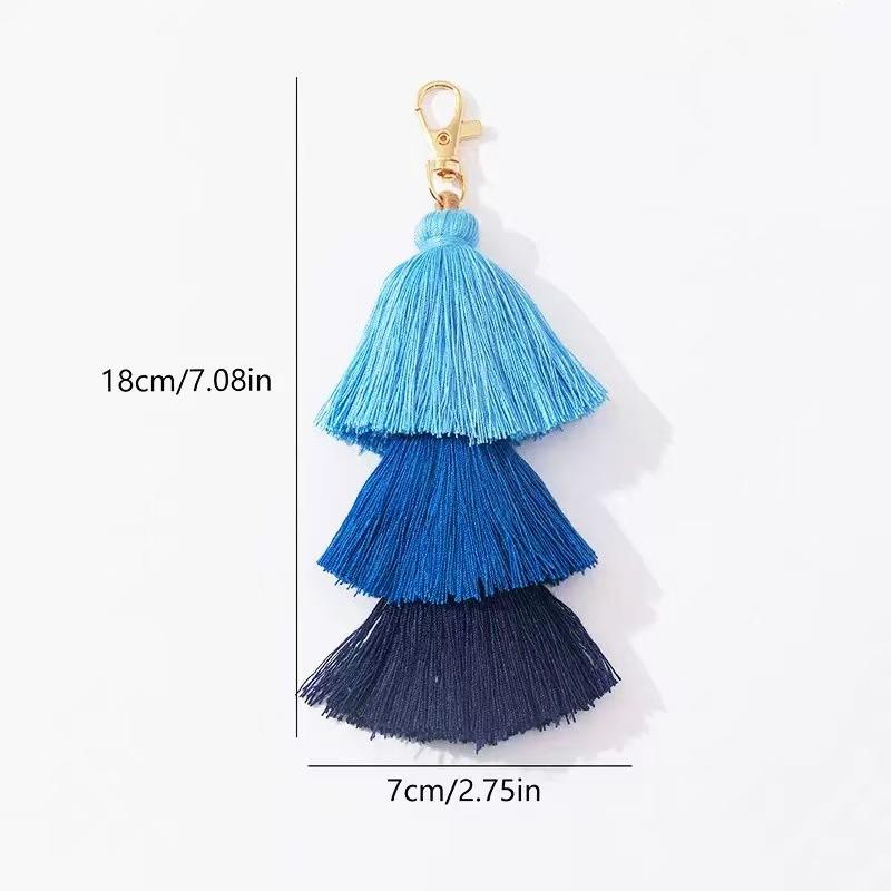 Three-Layer Cotton Thread Fringed Bag Pendant Ethnic Style Keychain Bohemian Style 3-Layer Ear Pendant Bag Parts & Accessories