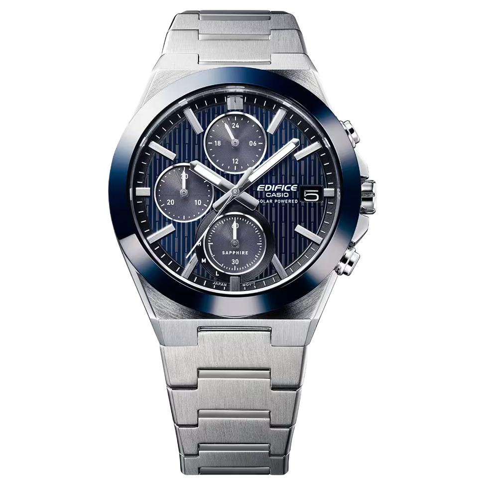 

CASIO G SHOCK 100m Water Resistant Solar Quartz Movement Stainless Steel Strap Watch Unisex EFS-S650D-2A Blue Dial