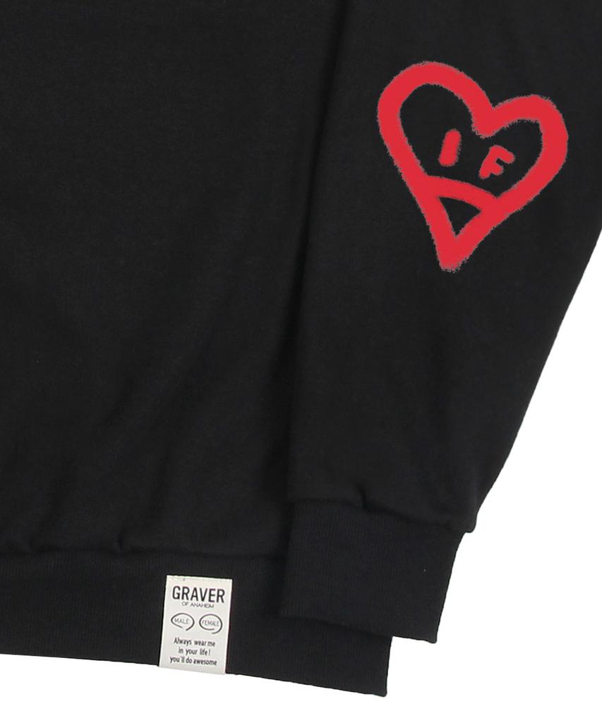 GRAVER [Unisex] Elbow Spray Heart Smile Sweatshirt_Black