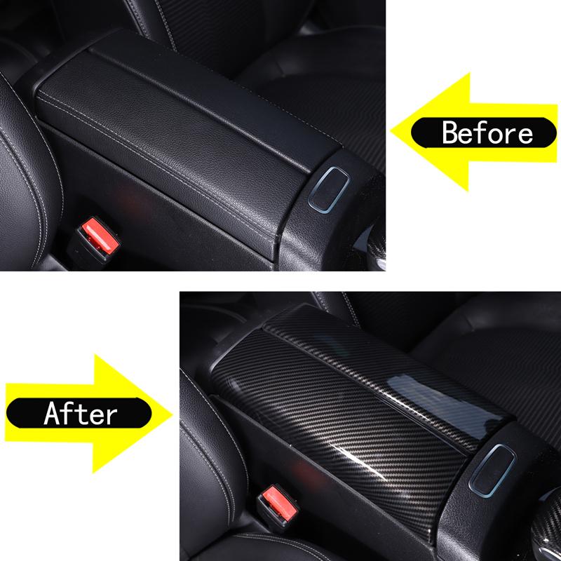 ABS Carbon Fiber/Oak Wood Grain Car Central Control Armrest Box Cover Trim For Mercedes-Benz B-Class GLA GLB CLC Car Accessories