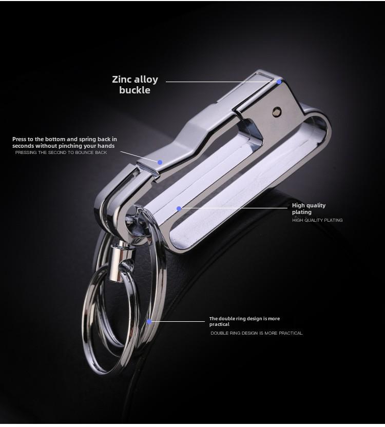 Zhongbang Men's Creative Metal Double Ring Detachable Anti-Lost Car Keychain Pendant