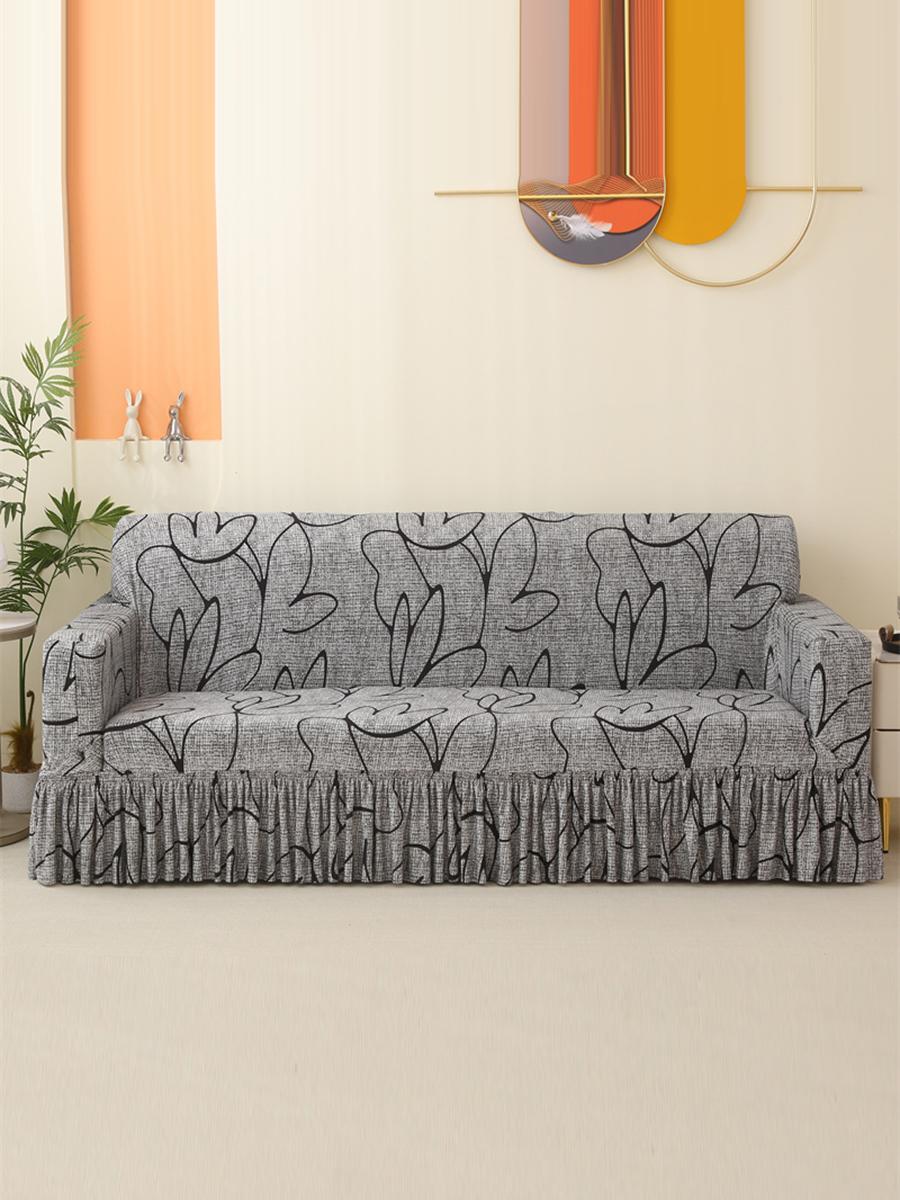 

Эластичный чехол для дивана с принтом и юбкой Чехол для дивана Чехол для дивана Защитный чехол для мебели Спальня Офис Гостиная Домашний декор Medium