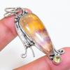 Natural Fluorite, Citrine 925 Sterling Silver Jewelry Pendant 2.36" ZS-721