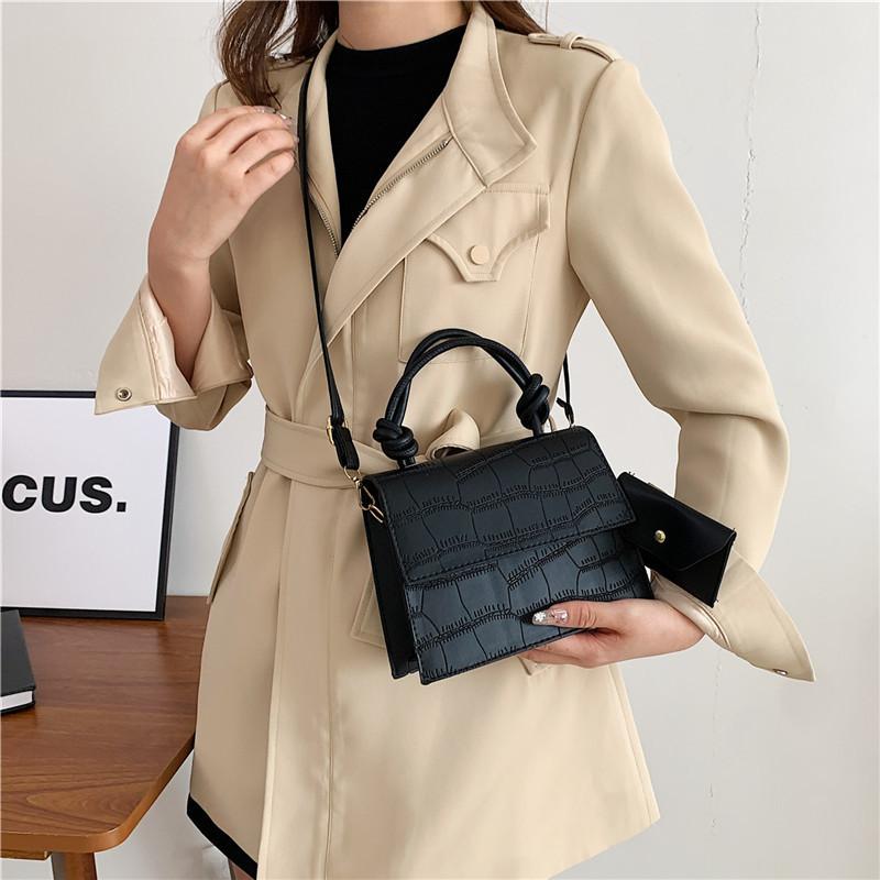 Trendy Small Square Bag Fashionable Korean Style Casual Crossbody Purse In Black And White