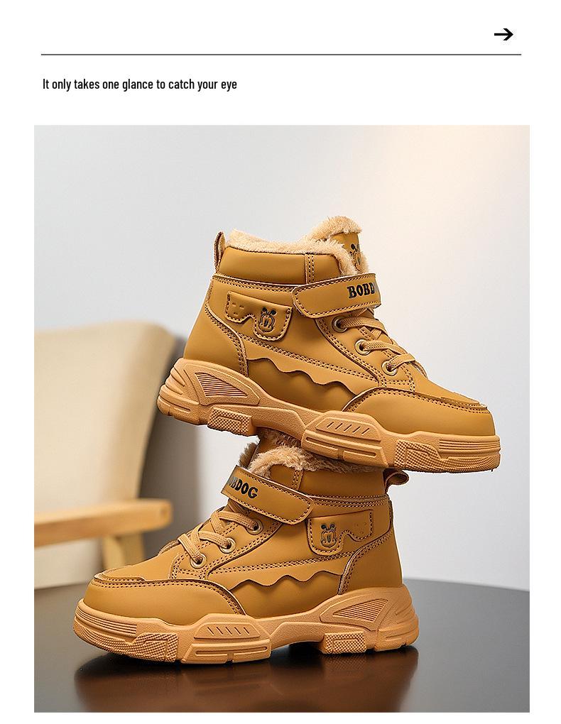 Bobodou Kids' Winter Velvet-Lined Martin Boots for Boys & Girls - Thick, Warm, Trendy Sports Shoes 2025