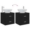 Bathroom Furniture Set 4 Pcs Black Oak Engineered Wood and Glass