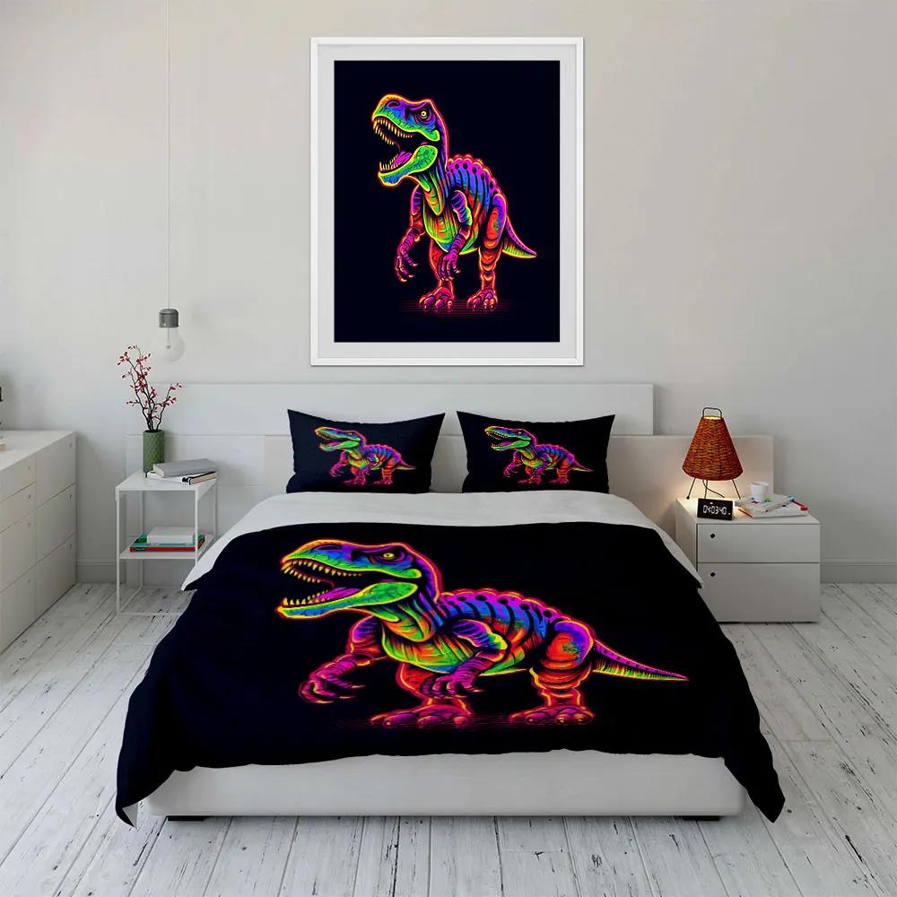 "Glow Dinosaur Art Decor Set" Soft Comfortable Duvet Cover Bedding Set Included 1*Duvet Cover & 2*Pillowcases gift