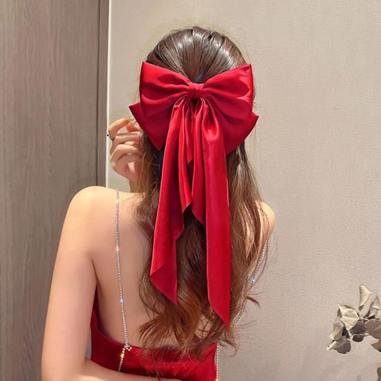 Rutschfest Eng Elegant Exquisit Federklemme Chinesischer Stil Große Schleife Band Dekoration Feder Haarspange Haaraccessoires