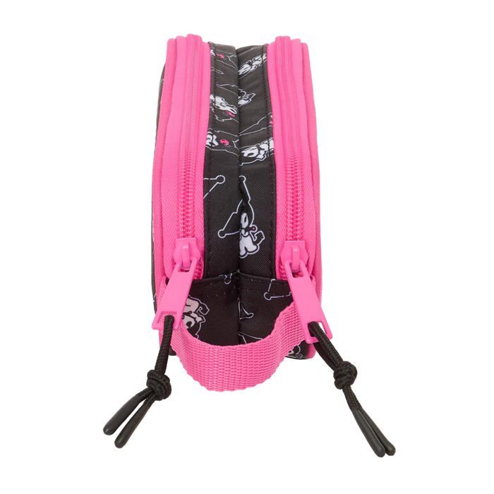 Trousse de rangement scolaire - safta - Kuromi - 21x6x8 cm - Noir/Fuchsia - Polyester résistant