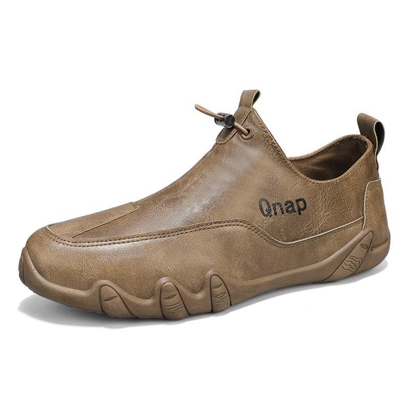 One-pedal men's shoes spring leather surface casual men's board shoes sports non-slip work soft sole little white bean shoes