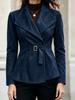 Women's Faux Suede Lapel Collar Belted Wrap Jacket Multi Color Casual Long Sleeve Fitted Coat
