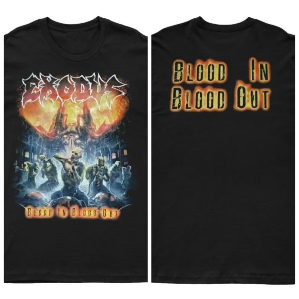 

2025 New EXODUS - BLOOD IN BLOOD OUT Printed Unisex Street Fashion Trend Short Sleeved Pure Cotton Round Neck M