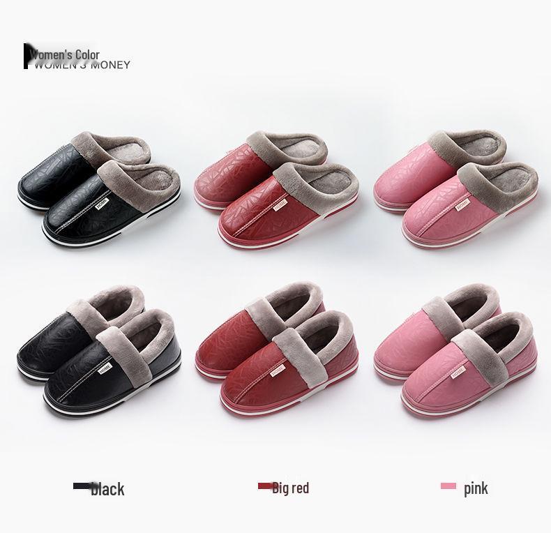 Men's Extra Large Waterproof Cotton Slippers - Winter Indoor Non-slip Warm Shoes