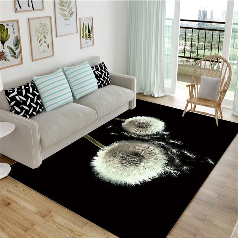 Simple black and white home personalized carpet, living room, bedroom, coffee table, floor mat, household washing mat