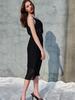 SORRY, TOO MUCH LOVE Lofty Pleats Chiffon Two-Piece Dress_Black