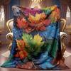 Comfortable Autumn Leaves Pattern Flannel Blanket Soft High-Definition Digital Print All-Season Cooling Blanket Perfect Gift for Family and Friends So