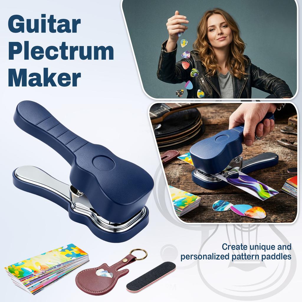 Kit d'outil perforateur de médiators de guitare avec porte-clés et lime à poncer, comprend plusieurs médiators vierges pour la fabrication de médiators de guitare personnalisés