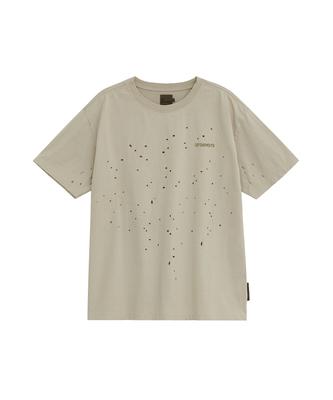 Depeugameoncheu Spiral Lizard Damaged T-Shirts [Beige]
